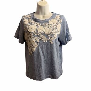 Pankaj & Nidhi Anthropologie Floral Embellished Short Sleeve Size XS